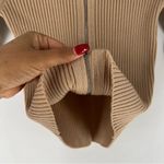 Ultra Flirt Stretch Ribbed Fitted Long Sleeve Zip Front Faux Fur Collar Sweater Photo 6