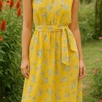 Ann Taylor  Yellow Floral Print Sleeveless Midi Dress Photo 0
