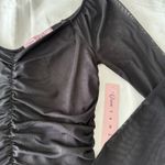 Crave fame Black Ruched Mesh Long Sleeve Top Photo 3