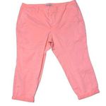 Loft Plus Marisa Cuffed Cropped Bright Neon Coral Pants NWTs size 26 Plus Photo 0