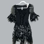 Gothic Black torn shredded look Dress with White Cross Pattern Size L Photo 8