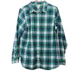LL Bean Green Blue Plaid Cotton Poplin Button Up Shirt Size XS Photo 4