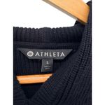 Athleta NWT Rest Day Hoodie Black Ribbed Knit Cotton Tencel Silk Blend Size L Photo 2