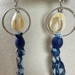 Free People Bohemian Beachy Concha Shell Blue Bridge Dangle Earrings NWT 8” Photo 9