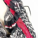 Big Buddha NWT  Red Black Tan Semi-Sheer Infinity Scarf New Photo 2