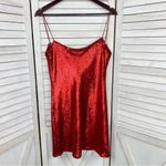 ZARA Sequin Cowl Back Cocktail Mini Slip Dress Red Small Photo 8