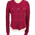 IRO Paris Aryna Pink Fuchsia Metallic Knit Scalloped Pullover Sweater Large Photo 1