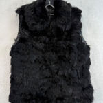 Saks 5th Avenue Saks Fifth Avenue genuine Rabbit Fur Vest Sleeveless Black Size S/M‎ NWOT Photo 0