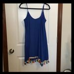 Judith March  Royal Blue Dress with Multicolor Tassels * Made in USA*  Slip 90s​​ Photo 7