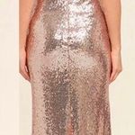 Lulus Lulu’s‎ My Muse Rose Gold Sequin Maxi Dress Gown Criss Cross Back Sleeveless XS Photo 1