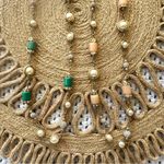 J.Crew  Set of 2 Gold Tone Pearl Accent Peach Green Stone Strand Necklaces Lot Photo 5