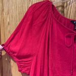 CHAPS by Ralph Lauren Eyelet Tassle Tie Puff-Sleeve Peasant Top in Yacht Red XL Photo 9