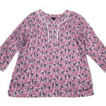 Talbots  Pink Monkey Print Top Shirt Womens Size Large Fun Whimsy‎ India Cotton Photo 0