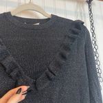 Les Coyotes de Paris Women’s Black Metallic Ruffled Crew Neck Sweater Size S Photo 1