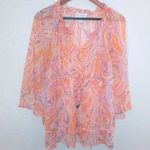 Jessica Simpson  M Boho Whispy Whimsy Sheer Paisley Tangerine Maternity Top Photo 0