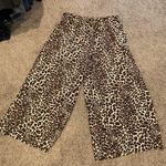 Stylish Leopard Print Wide Leg Pants Brown Size 2X Photo 0