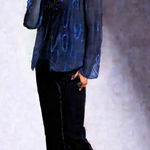 Vintage Formal Royal Feelings 1980s Sequin Jacket Black Silk Formal Blue Size 1X Photo 0