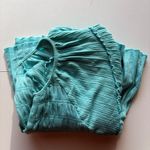 Urban Outfitters  Smocked Peplum Top Blue V Neck 3/4 Sleeve Babydoll Size S Photo 2