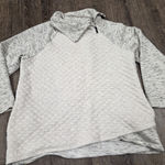 Chico's  Quarter Zip Quilted Pullover Sweater Size 2 - Large Beige Marled Knit Photo 0