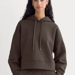Everlane Cropped Luxe Fleece Hoodie in Dark Chocolate, Size Medium Photo 0