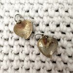 Vintage Unmarked Blue Cloisonne Butterfly Heart Shape Dangle Earrings Pierced Photo 2