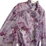 Vintage Floral High Neck Ruffle Front Dress Women’s *M Long Sleeve Boho Maxi Purple Size M Photo 6