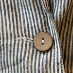 British Khaki  Blazer Large Navy White Pinstripe 100% Linen Two Pockets 1 Button Photo 2