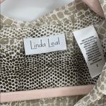 Linda Leal Womens Small Beige Snakeskin Print 3/4 Tab Sleeve Corpcore Top Tan Photo 4