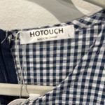 HOTOUCH Womens Gingham Tiered‎ Mini Dress 3/4 Sleeve Blue White Casual Size L Photo 1