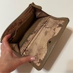 B. Makowsky leather wallet, taupe with rose gold chain accent 8”x4” Tan Photo 5