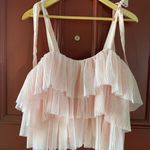 Blu Pepper  Tulle Ruffle Layered Cropped Ribbon Strap Camisole Top Size Large NWT Photo 2