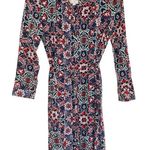 Loft  Long Sleeve Dress Size Small Stained Glass Floral Print Photo 0
