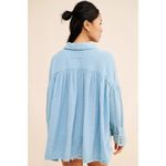 Free People  Cardiff Oversized Top Size XL Blue Waffle Knit Boho Long Sleeve Photo 13