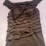 Cachet Chocolate Silk Beaded Ruffle Dress Brown Size 12 Photo 1