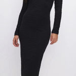 Good American NEW  Scrunchie Black‎ Long Sleeve Maxi Stretch Dress Size 2 Medium Photo 0