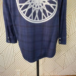 SoulCycle ‎ Blue Plaid Flannel Button Down Logo Top Photo 9