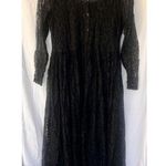 Vtg Black Lace Floral Maxi Dress Sheer Long Sleeve Grunge Witchy Victorian Goth Size L Photo 0