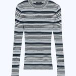 Theory  Striped Rib Knit Top in Washable Silk Photo 7