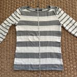 Tommy Hilfiger Sweater Womens Small Gray White Striped Long Sleeve Ladies S Photo 7
