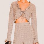 Majorelle Revolve Elena Heather Grey Knit Tie Front Cardigan Coquette Ruffle Top Photo 0