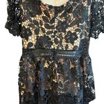 Boohoo Little Black Dress Lace Overlay Cream Lining Knee Ruffles Layered SZ 14 Photo 9