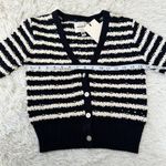 NWT Industry Navy & White Striped Knit Cropped 3/4 Sleeve V Photo 3