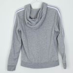 Adidas Womens Grey Full Zip Athletic Hoodie with White Stripes Size M Fleece Gym Photo 6