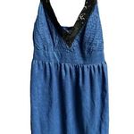 Delia's dELiA’s V Neck Sequin Straps Mini Dress Navy Blue Size Medium Photo 0