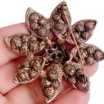 Vintage Brass Tone Gold Orange Rhinestones Summer Flower Pin Brooch Photo 4