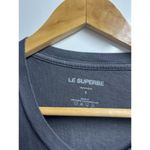 Le Superbe Small Keep Smiling Rhinestone Sequin Mask Graphic Tee Bling Grey Gray Photo 4