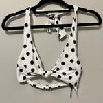 Sunn Lab Swim Knot Front Halter Bikini Top White Black Polka Dots NWOT XS Photo 1