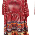Tolani Collection Meghan Kaftan Dress Tunic Batwing Red Print Size XS Photo 0