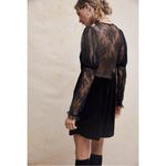 Free People Black Velvet Lace Witchy WhimsiGoth Midnight Hour Mini Dress Small Photo 4