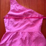 J.Crew  One Shoulder Pink Party Dress‎ Linen Blend Cocktail Size 8 Photo 4